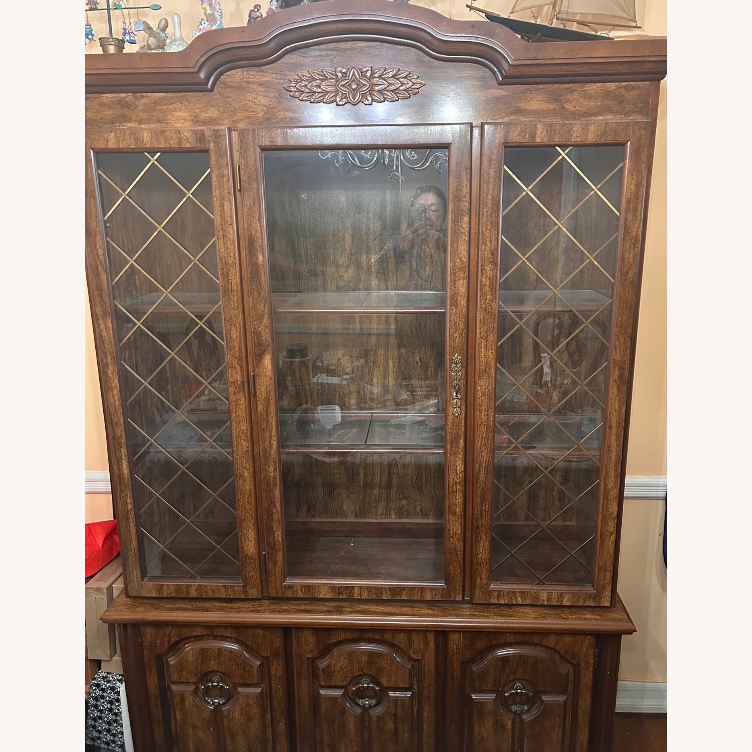Regal Dark Brown China Curio Cabinet - image-1