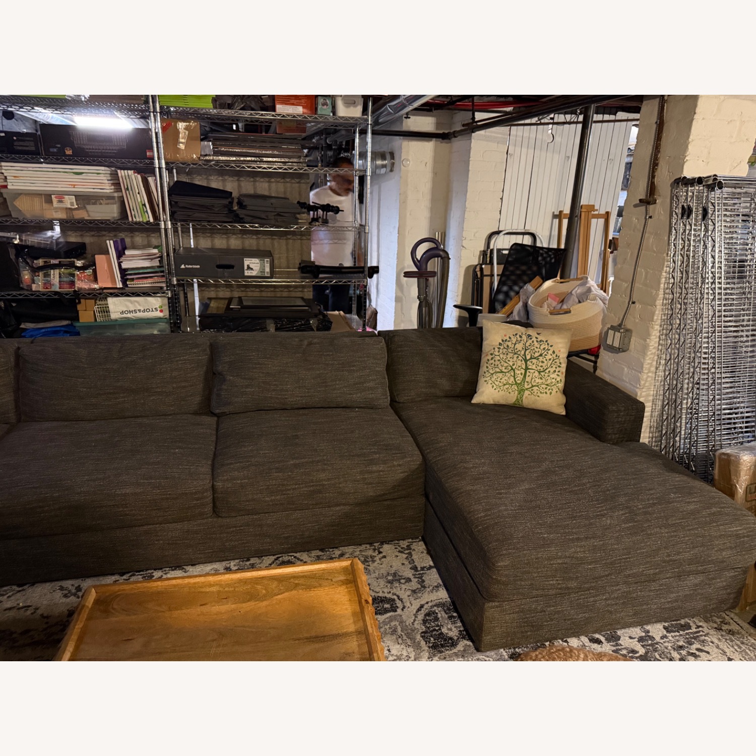 West Elm Dark Gray Fabric 4 Piece Sectional - image-4