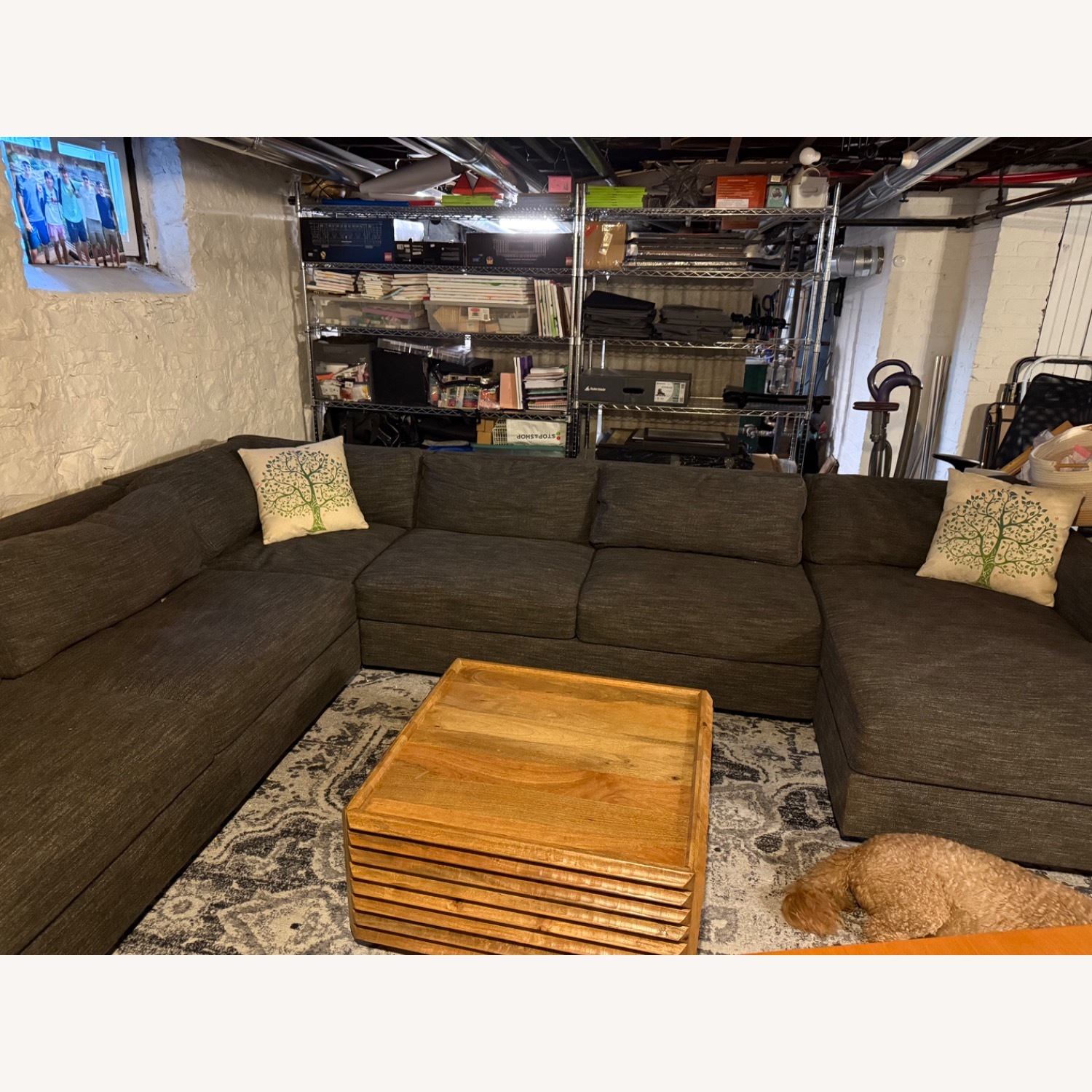 West Elm Dark Gray Fabric 4 Piece Sectional - image-1