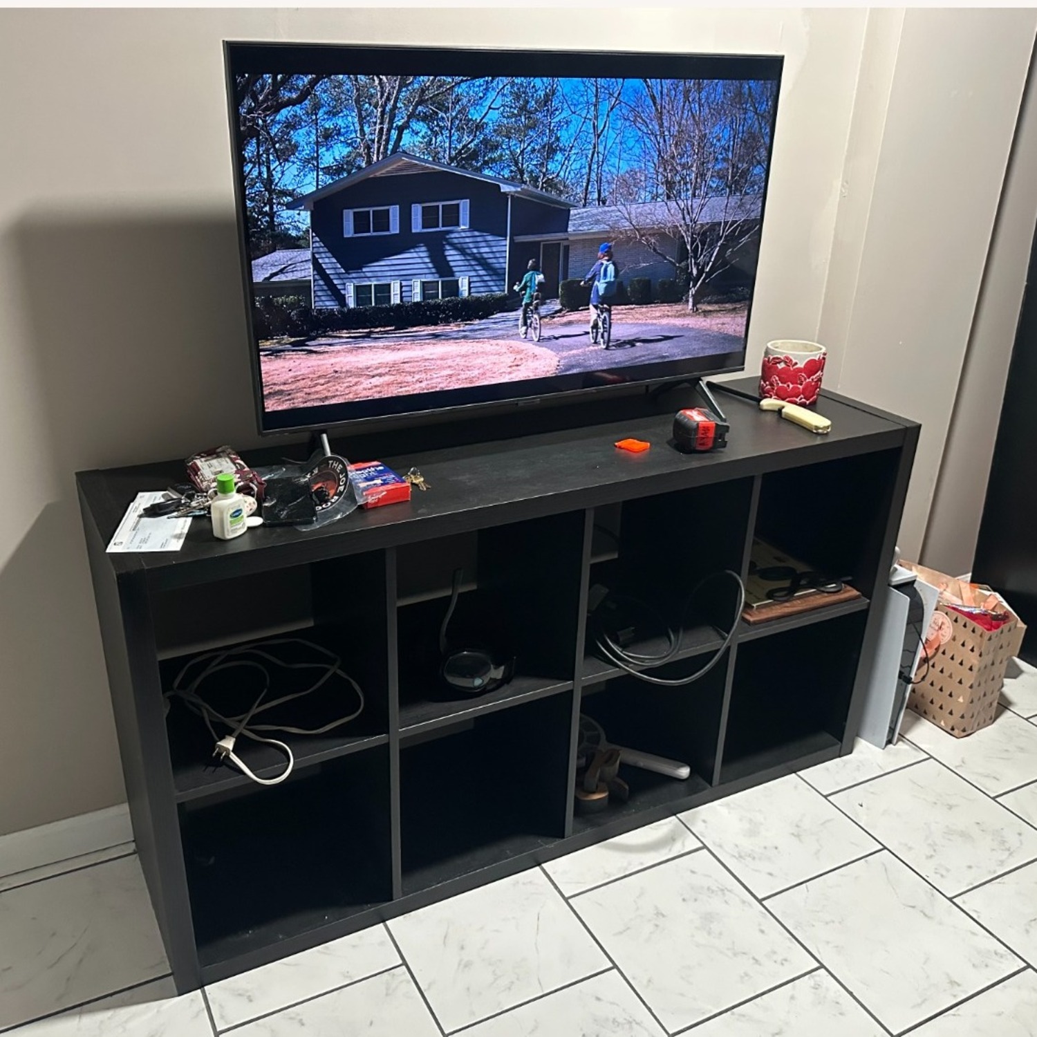 IKEA Kallax Black Wood Wall Unit - image-1