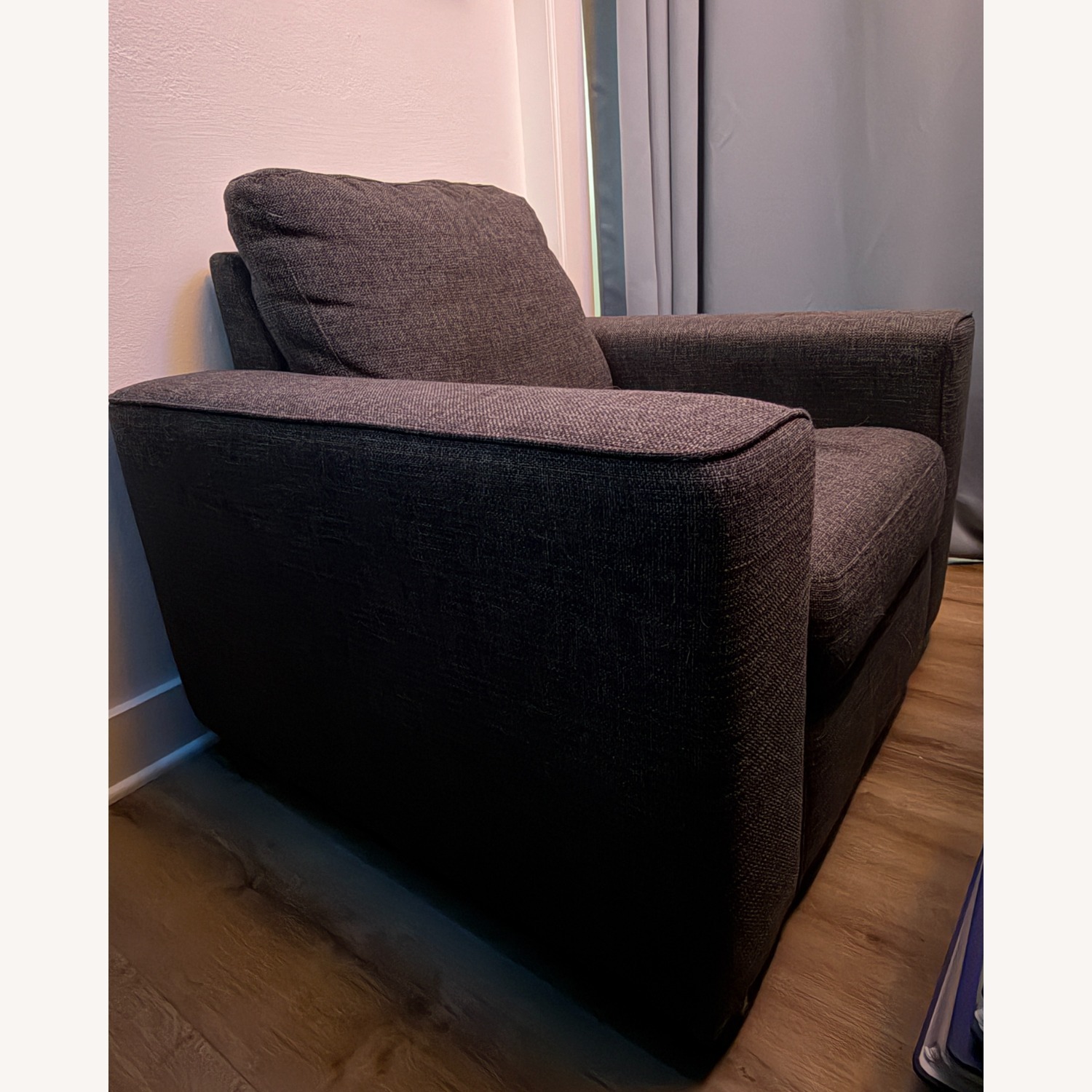 Dark Hray Fabric Armchair - image-1
