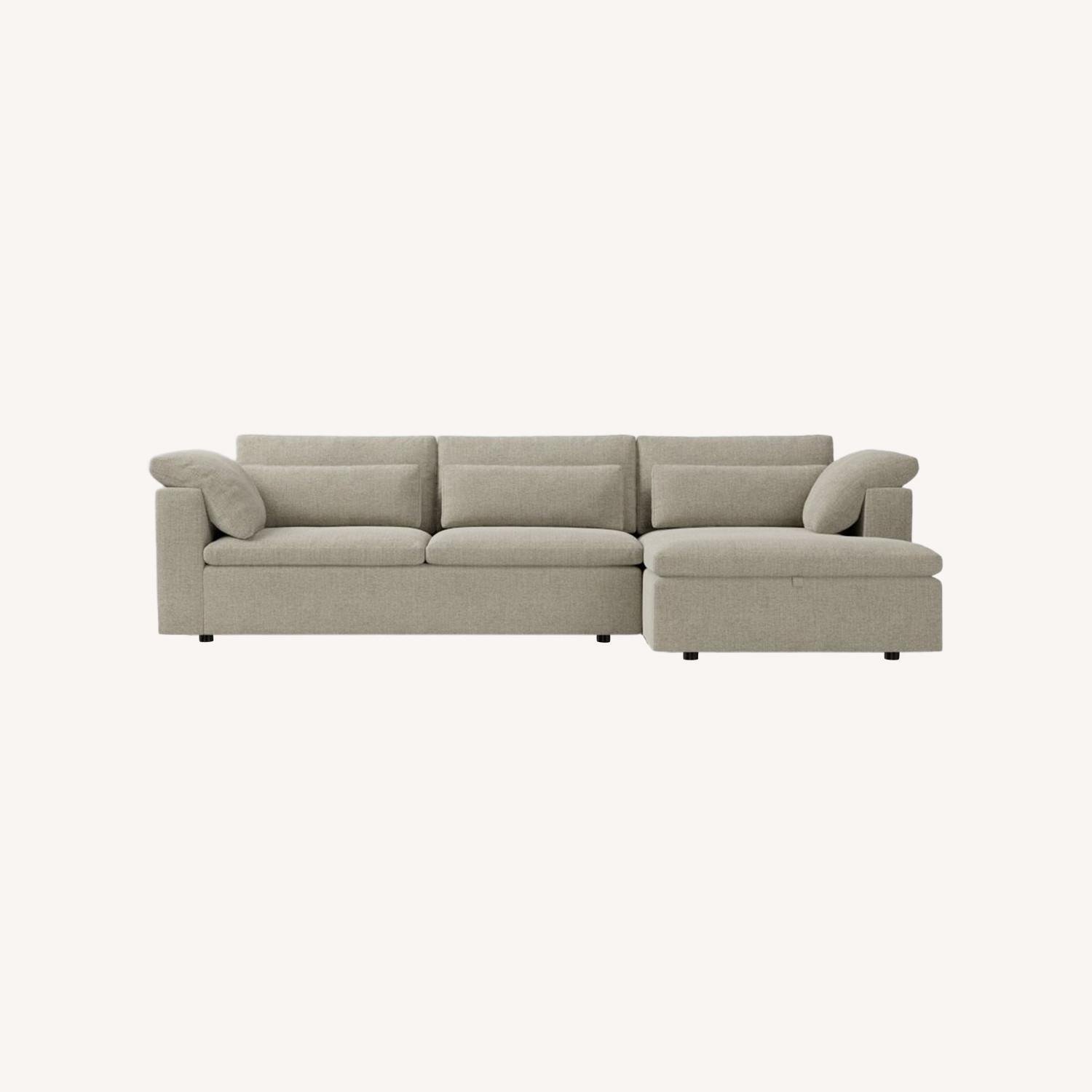 West Elm Gray 2 Piece Sleeper Sectional - image-4