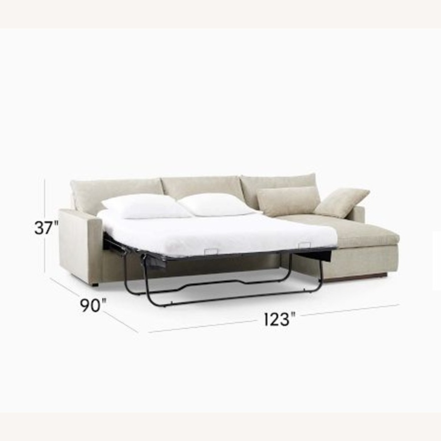 West Elm Gray Velvet 2 Piece Sleeper Sectional - image-1