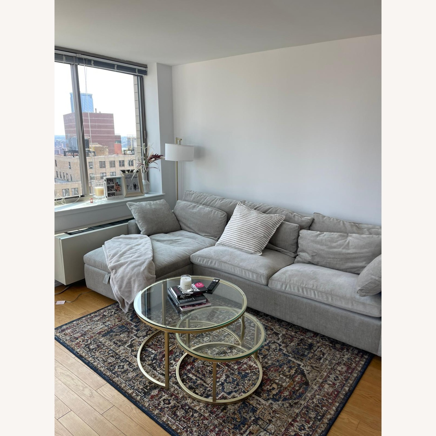 West Elm Gray Velvet 2 Piece Sleeper Sectional - image-2