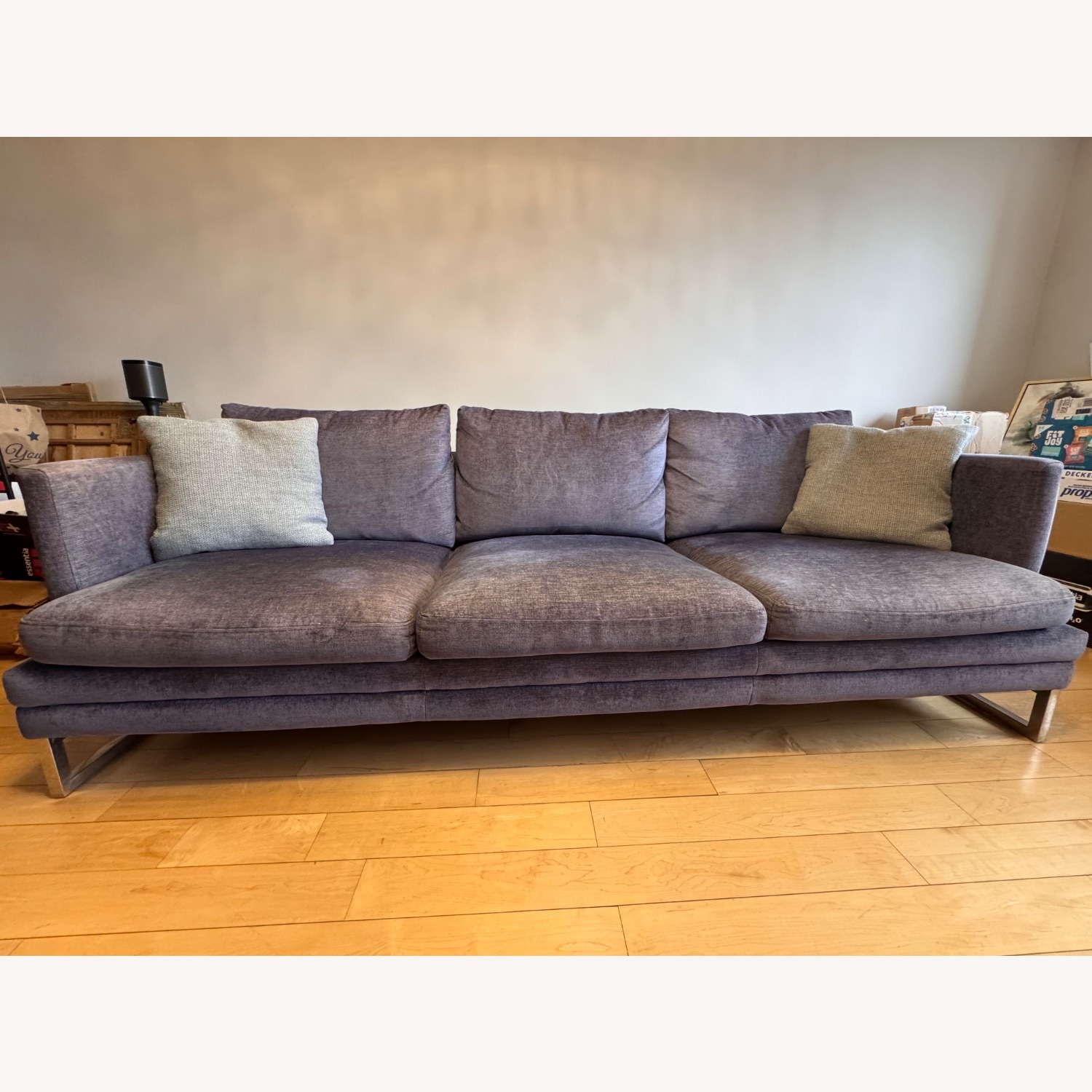 Safavieh Kensett Blue Velvet 3+ Seater Sofa - image-1