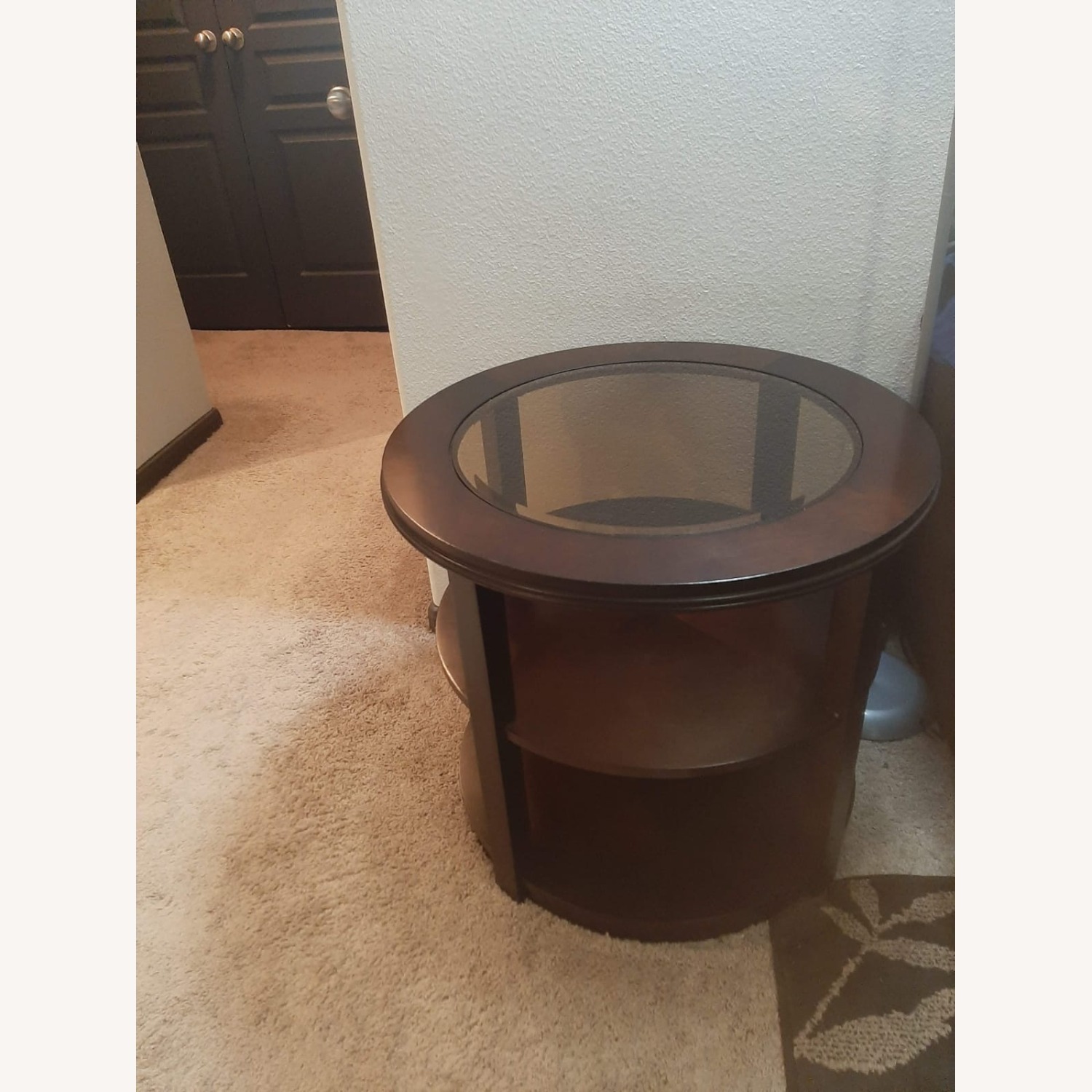 Vintage/Antique Dark Brown Wood Side Tables - image-2