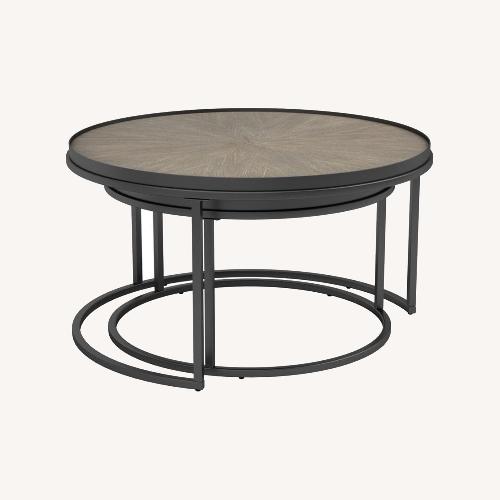 Used Amazon 2-Piece Nesting Table In Weathered Elm Finish for sale on AptDeco