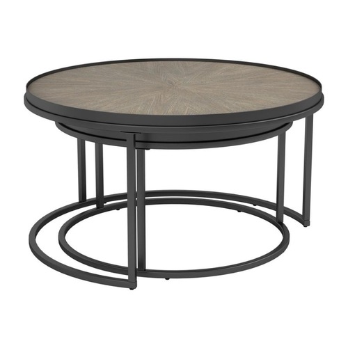 Used Amazon 2-Piece Nesting Table In Weathered Elm Finish for sale on AptDeco