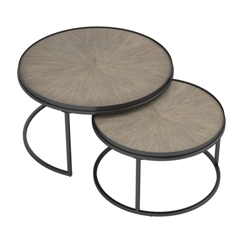 Used Amazon 2-Piece Nesting Table In Weathered Elm Finish for sale on AptDeco
