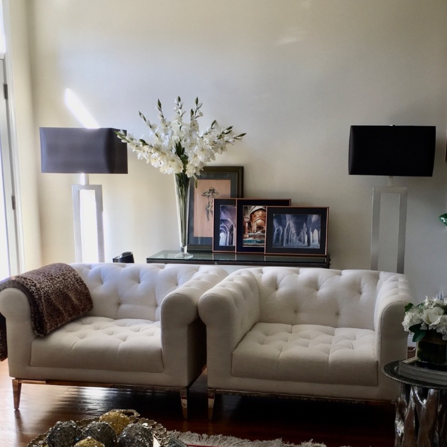 Restoration Hardware Natural Fabric Armchair - image-1