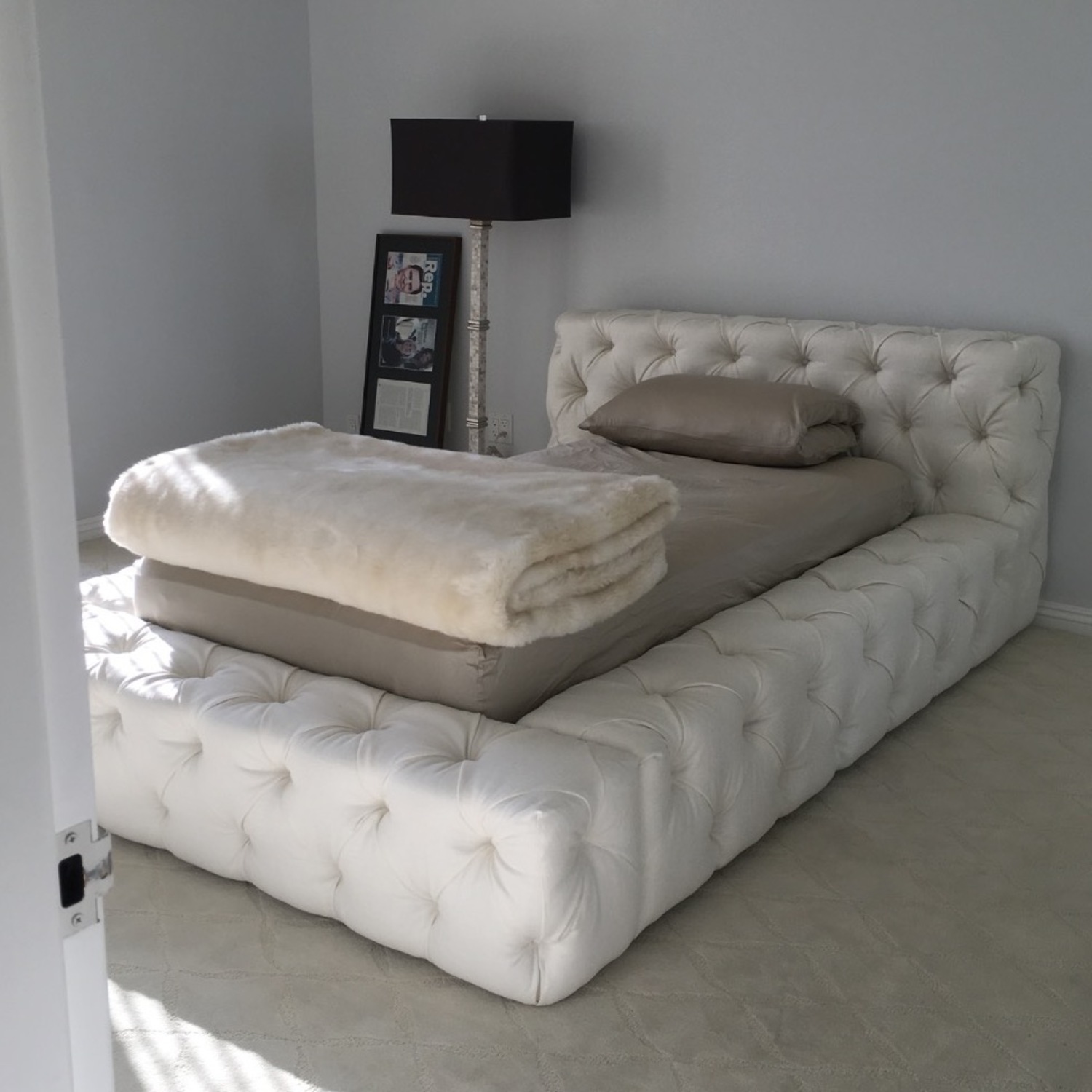 Restoration Hardware Soho White Fabric Twin Bed - image-2