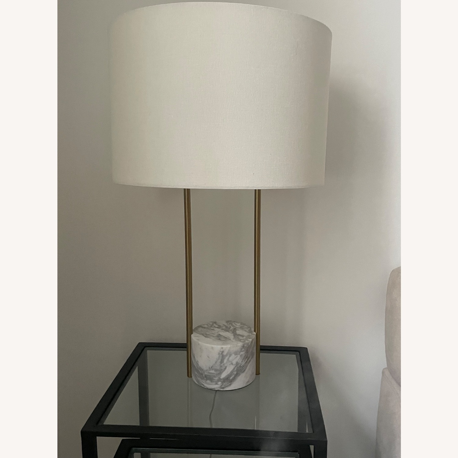 West Elm White Marble Table Lamp - image-1