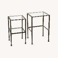 Pottery Barn Black Glass Side Table