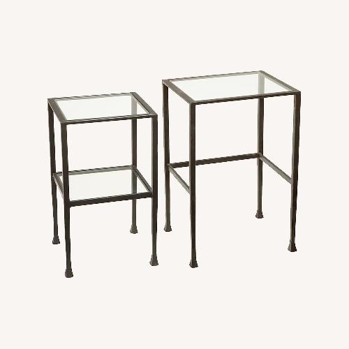 Used Pottery Barn Black Glass Side Table for sale on AptDeco