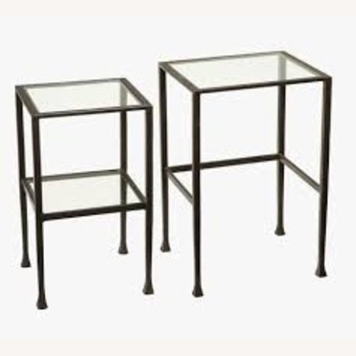 Used Pottery Barn Black Glass Side Table for sale on AptDeco