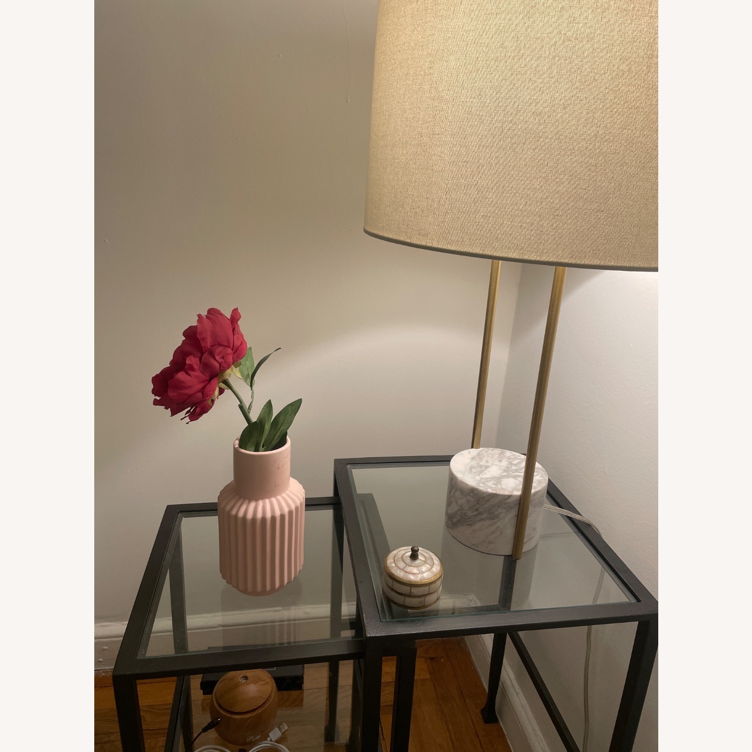 Pottery Barn Black Glass Side Table - image-3