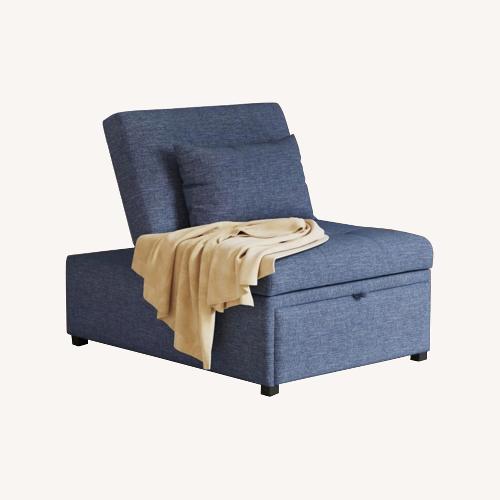 Used Ashley Furniture Linon Blue Fabric Futon for sale on AptDeco