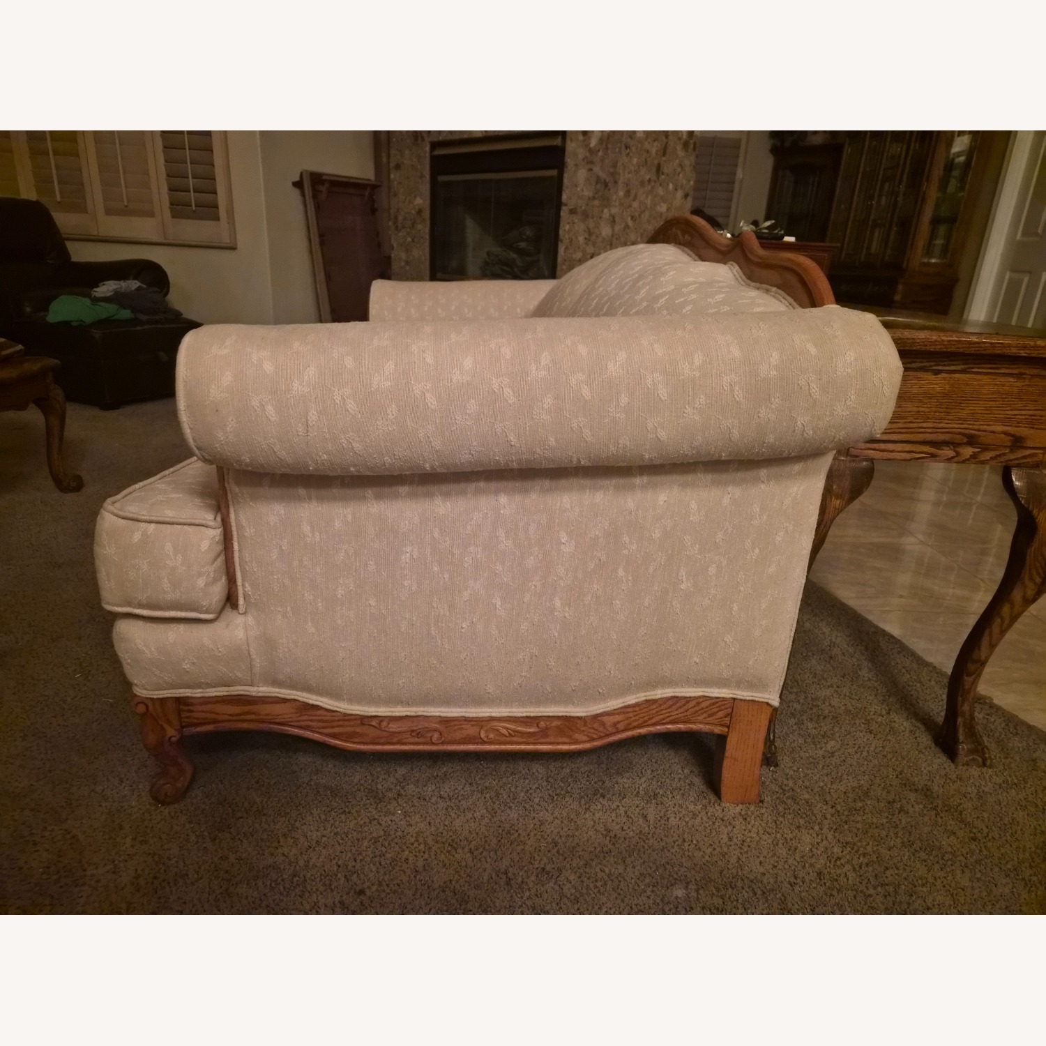 Oak Wood Interiors Natural Fabric 2 Seater Sofa - image-1