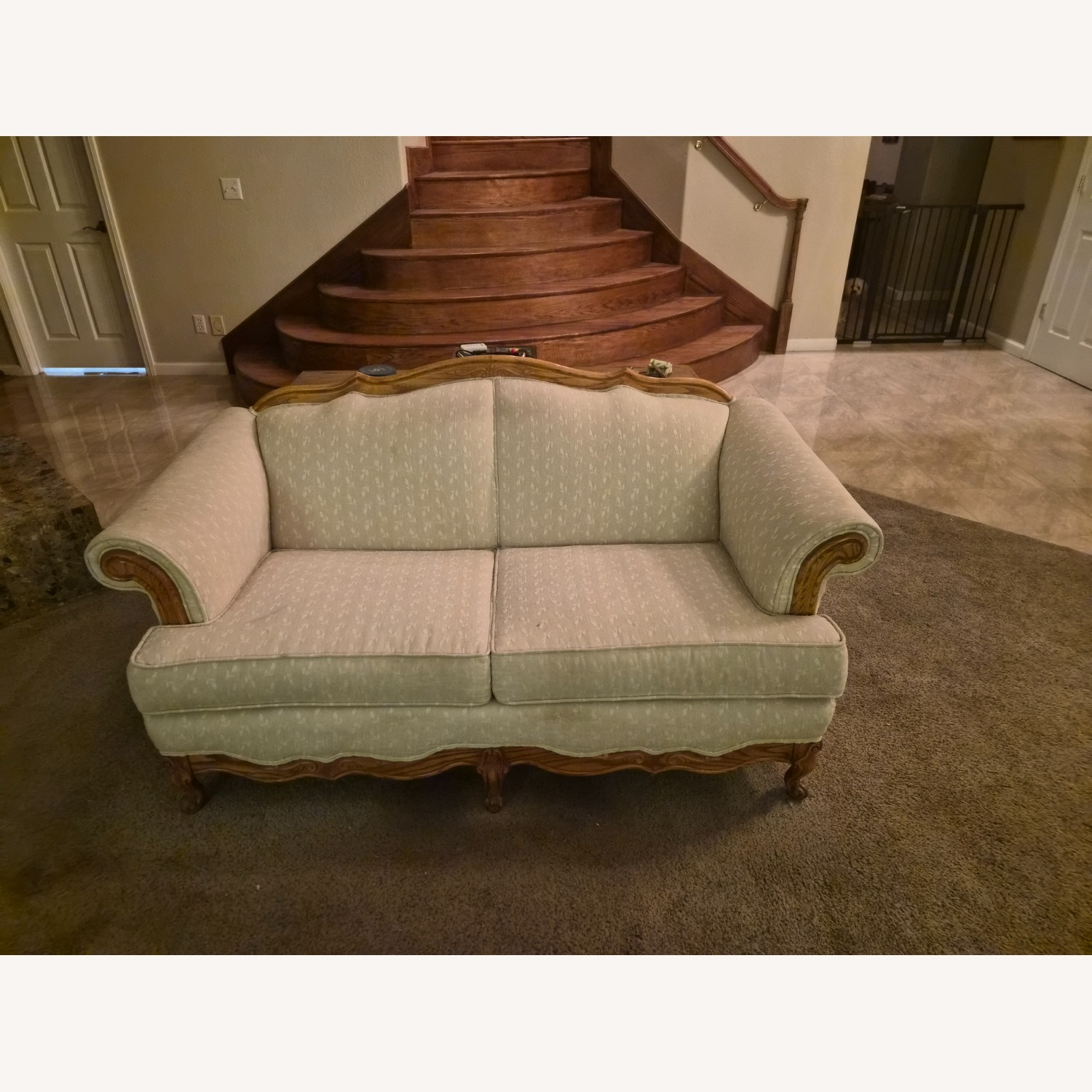 Oak Wood Interiors Natural Fabric 2 Seater Sofa - image-0