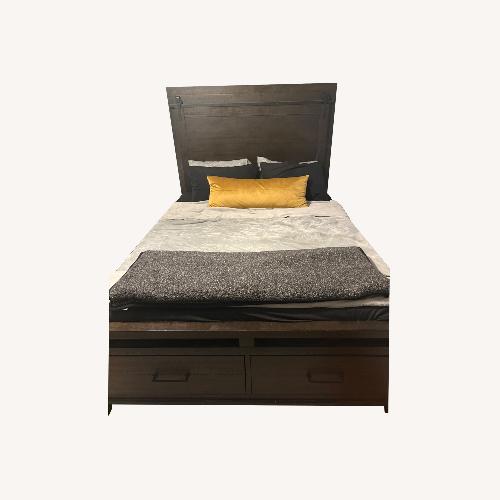 Used Bob's Discount Furniture Dark Brown Rustic Queen Bed for sale on AptDeco