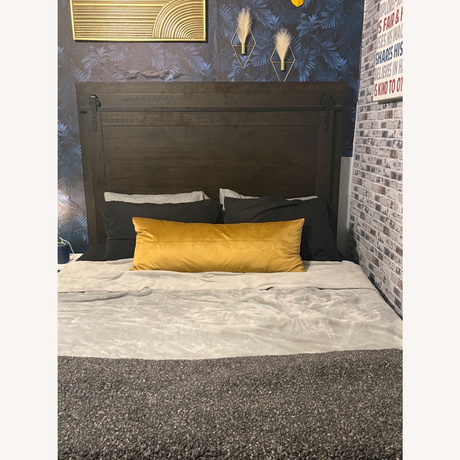 Bob's Discount Furniture Dark Brown Rustic Queen Bed - image-1