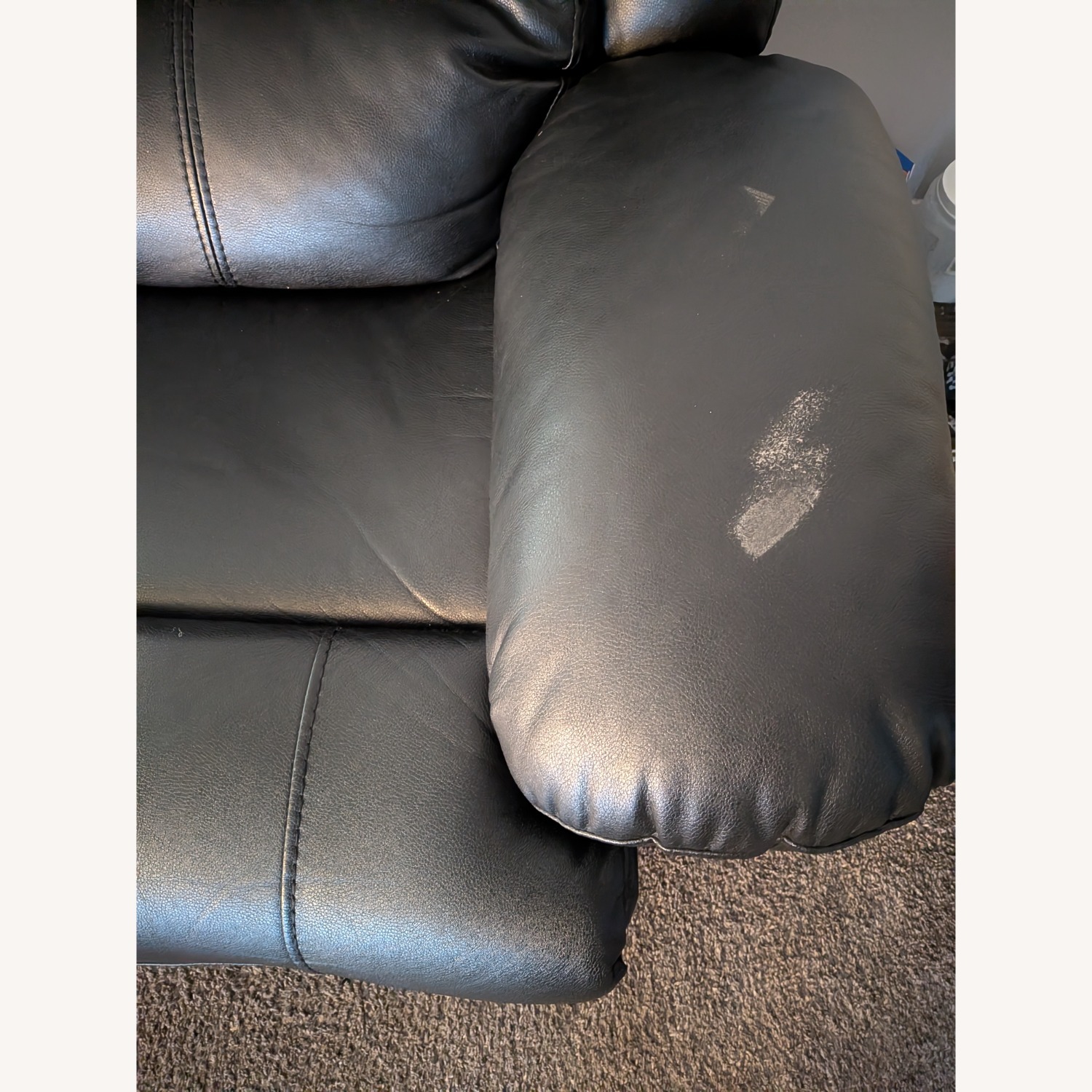 Value City Furniture Black Faux Leather Loveseat - image-1