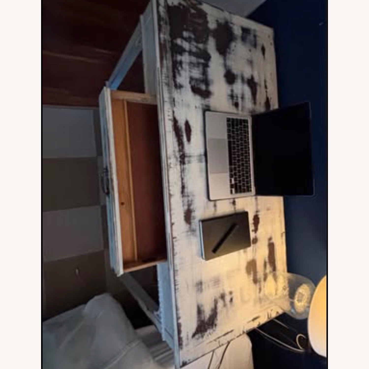 Antique White Wood Desk - image-2