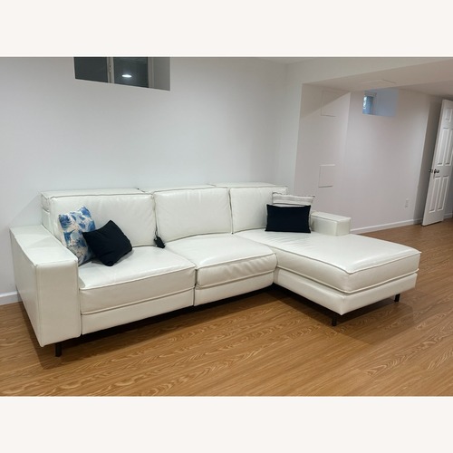Used West Elm White Leather 3+ Piece Sectional for sale on AptDeco