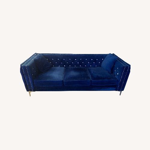 Used Navy Blue Velvet Sofa  for sale on AptDeco