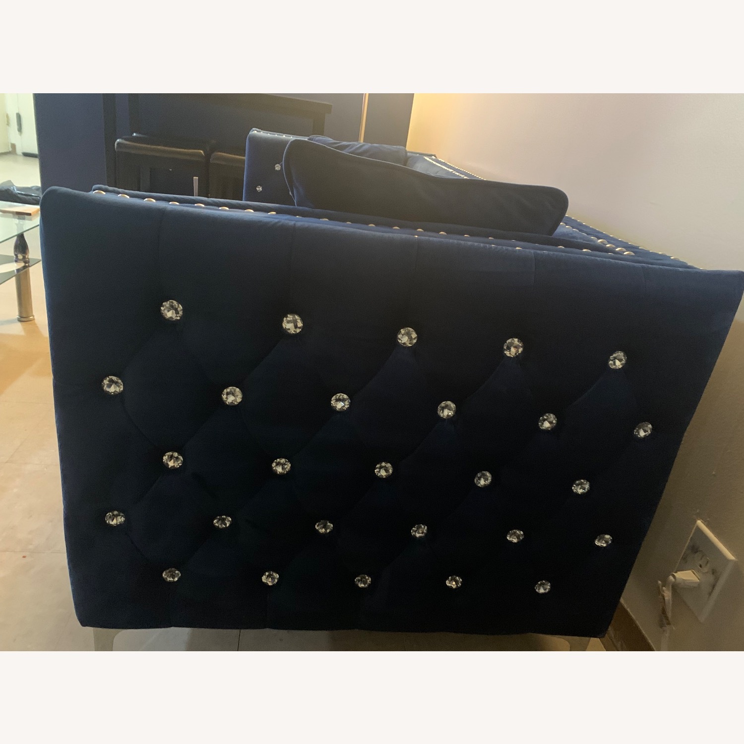 Navy Blue Velvet Sofa  - image-2