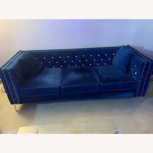 Used Navy Blue Velvet Sofa  for sale on AptDeco