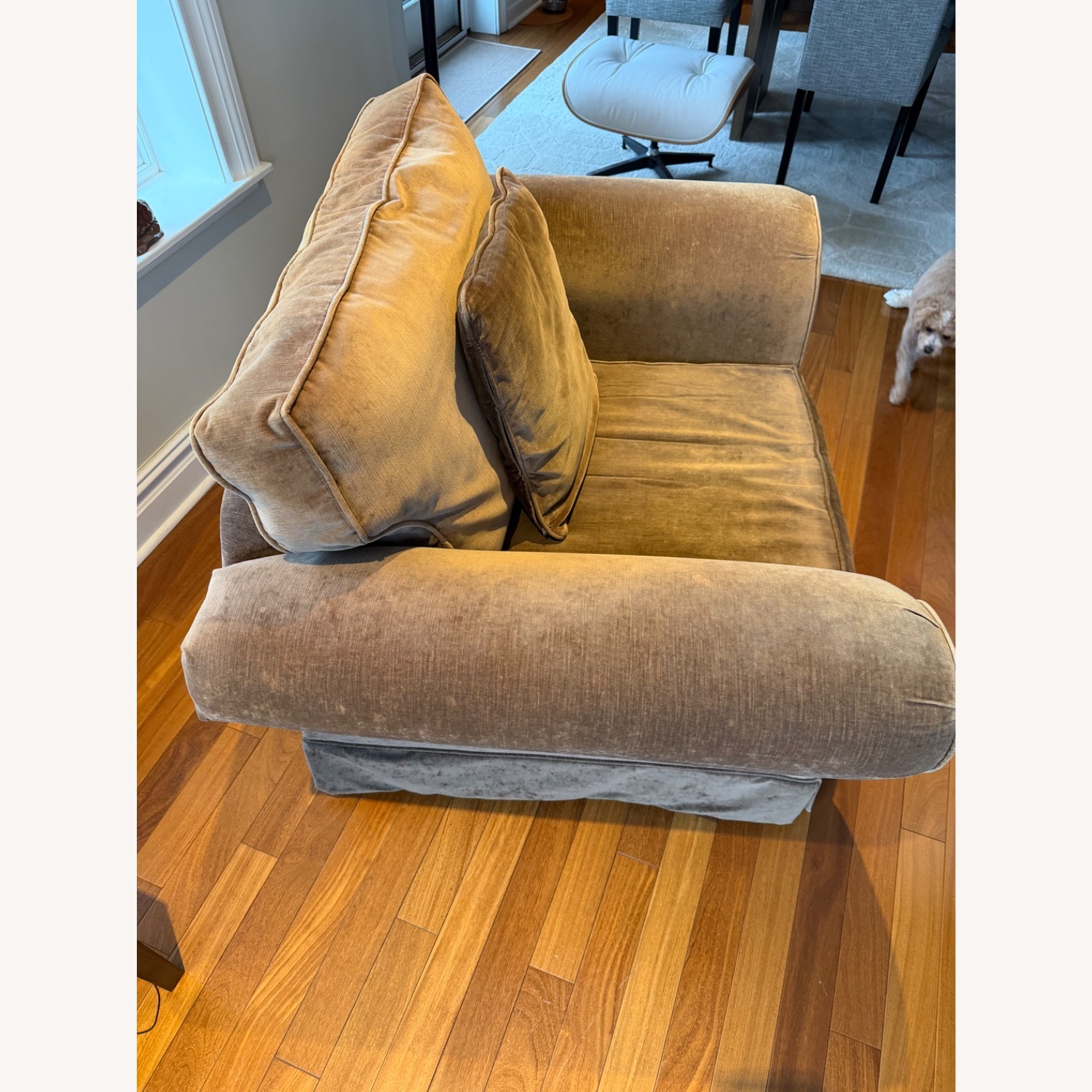 Restoration Hardware Dark Brown Fabric Armchair - image-4