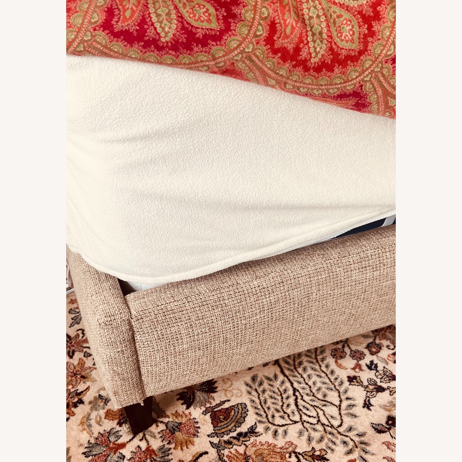 Luxury Nailhead Brown Tweed Queen Bed - image-4