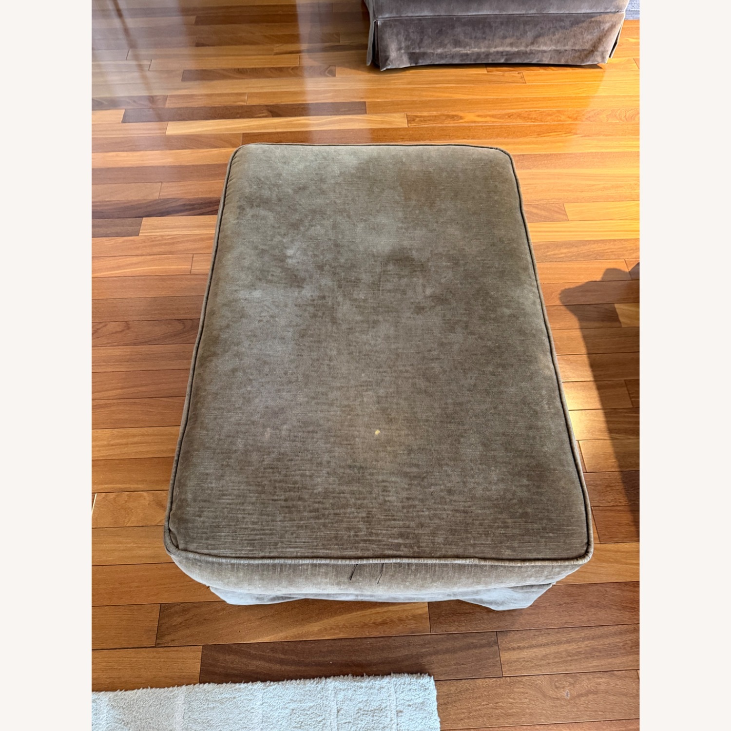 Restoration Hardware Dark Brown Fabric Ottoman  - image-4