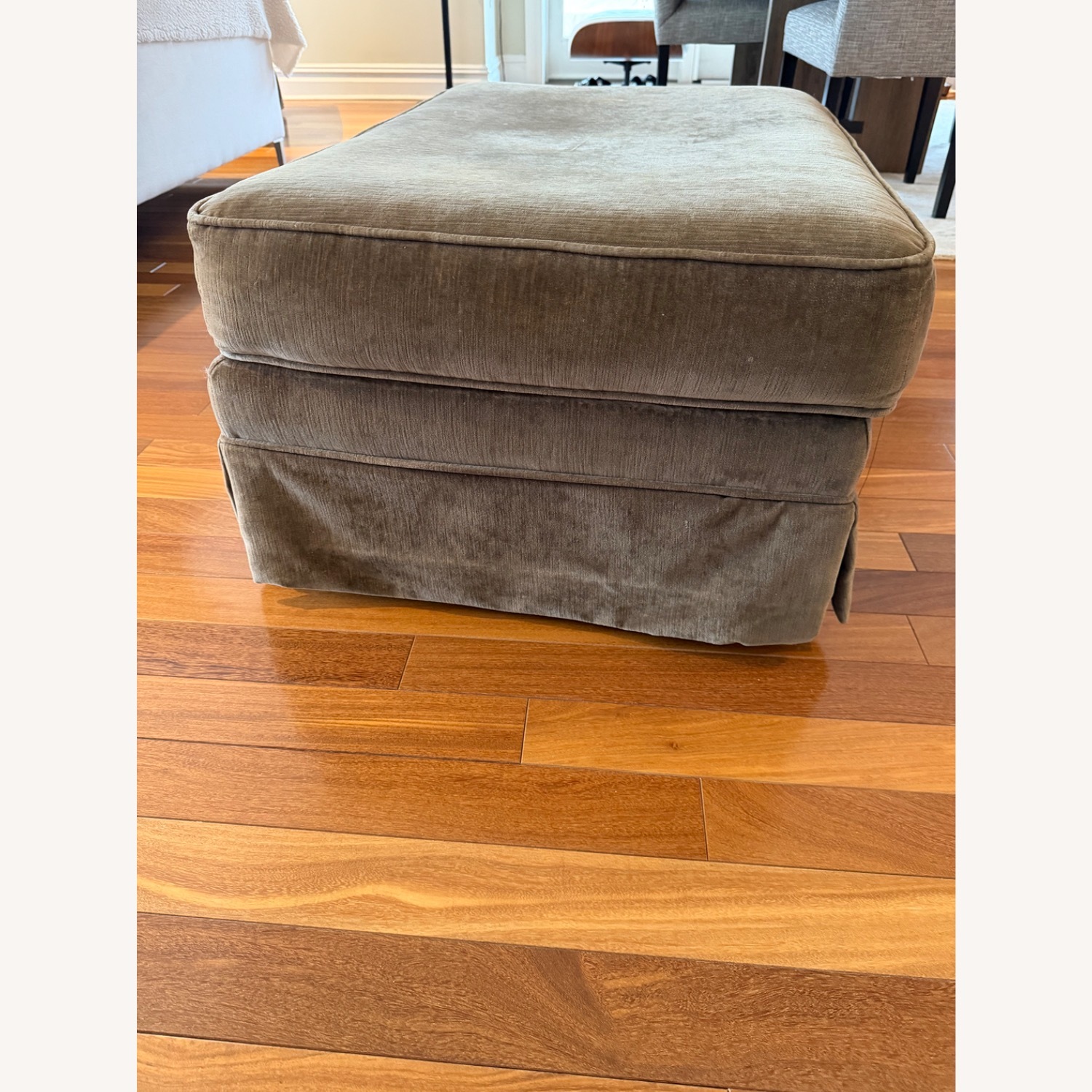 Restoration Hardware Dark Brown Fabric Ottoman  - image-3