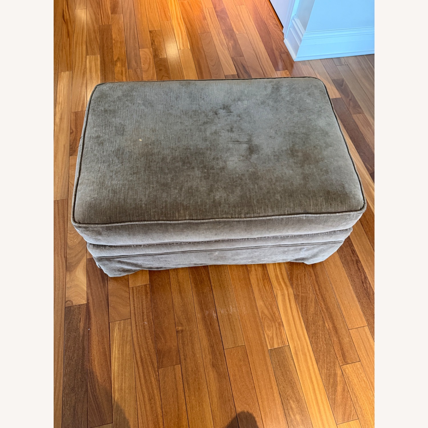 Restoration Hardware Dark Brown Fabric Ottoman  - image-6