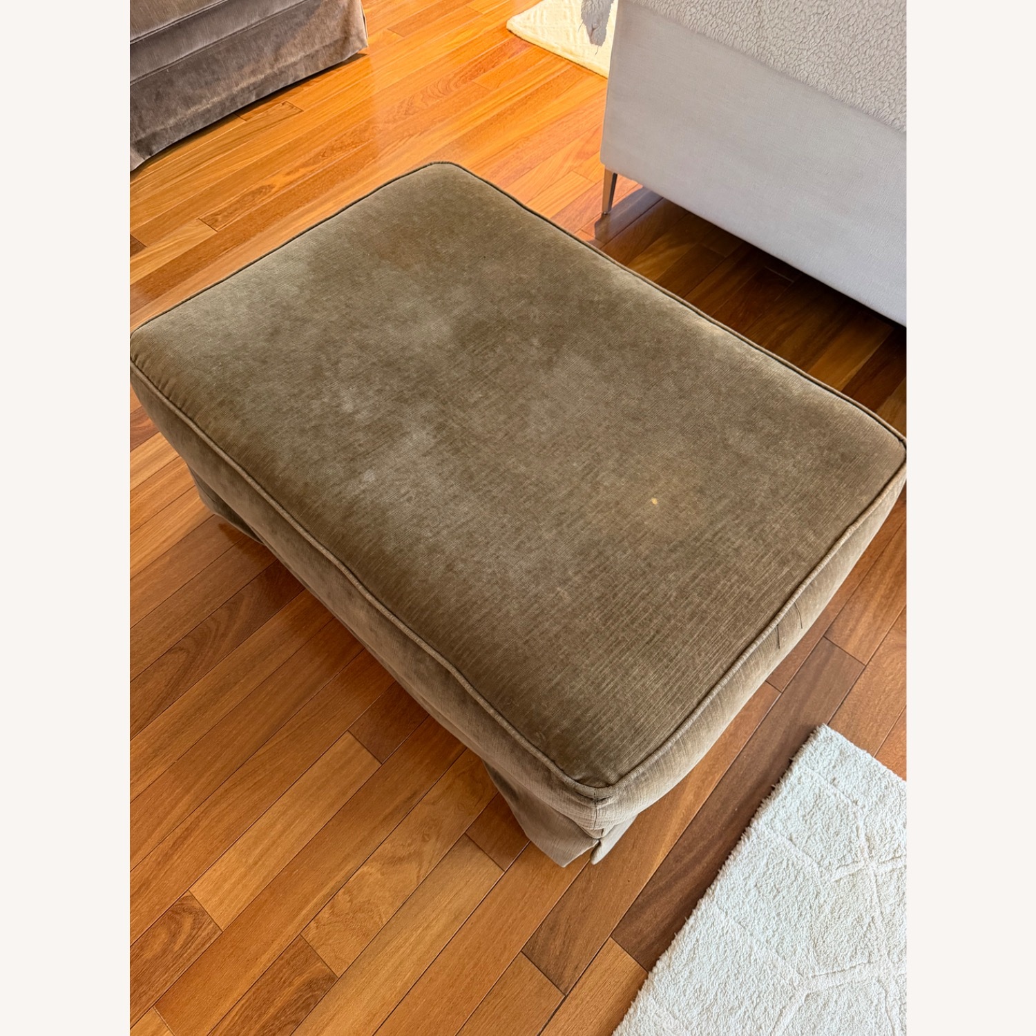 Restoration Hardware Dark Brown Fabric Ottoman  - image-5