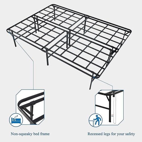 Used Black Metal Queen Platform Bed W 16" Storage for sale on AptDeco