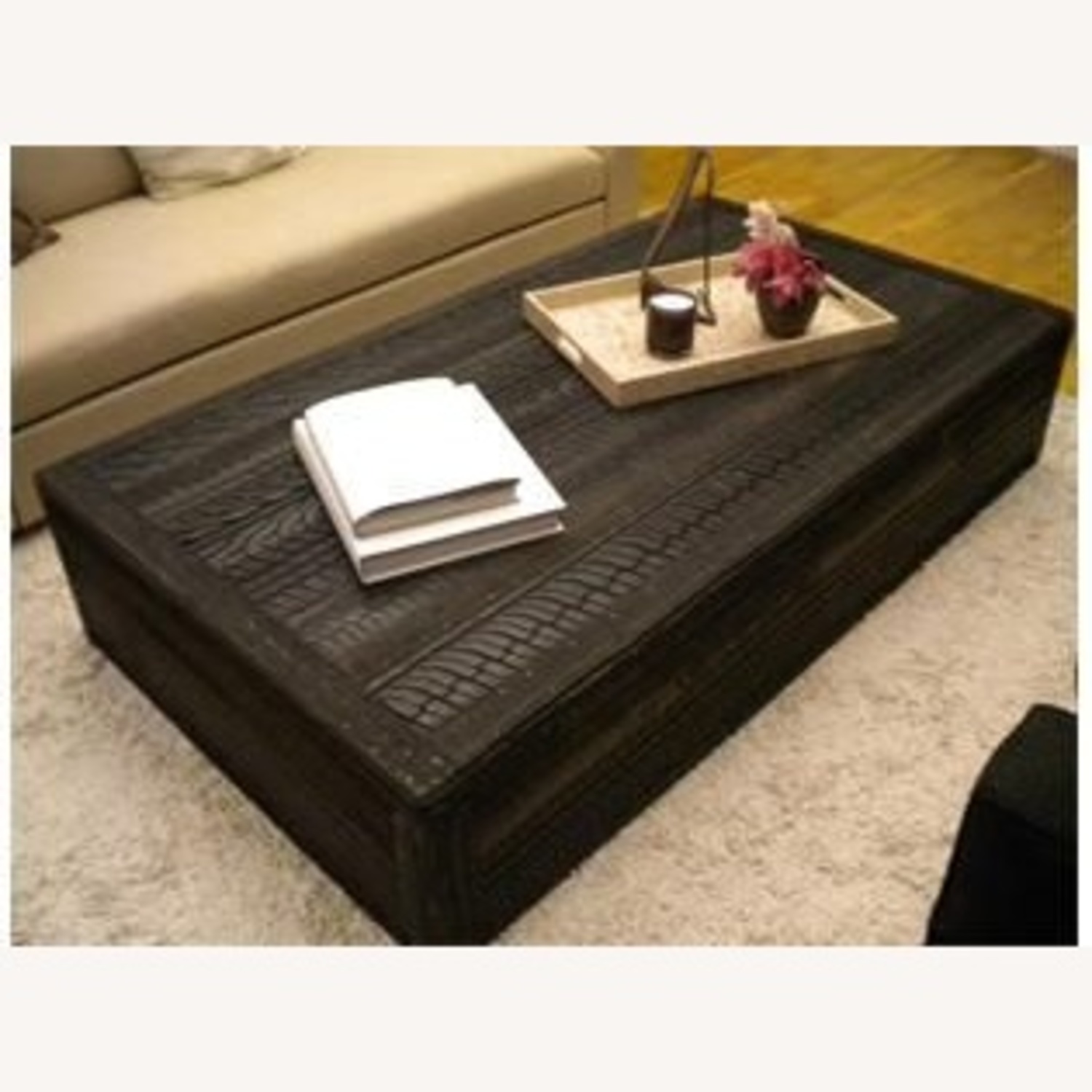 Montauk Sofa Tire Table Black Coffee Table - image-7