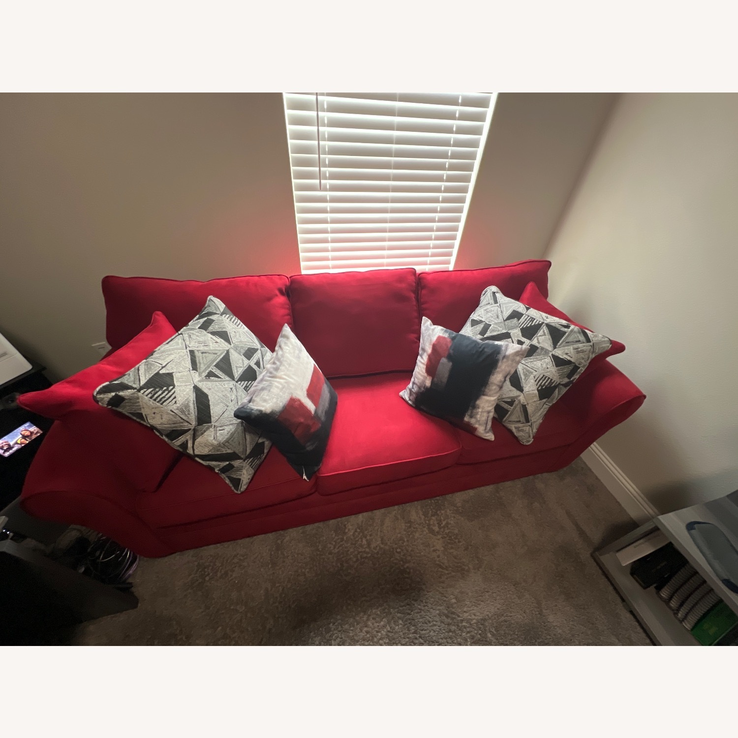 Red Fabric 3+ Seater Sofa - image-3