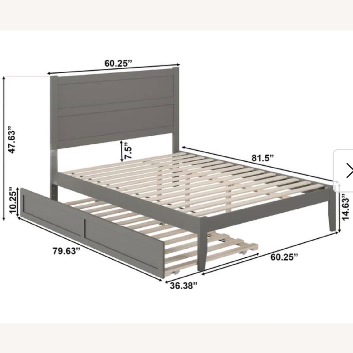 Dark Gray Wood Queen Bed - image-3