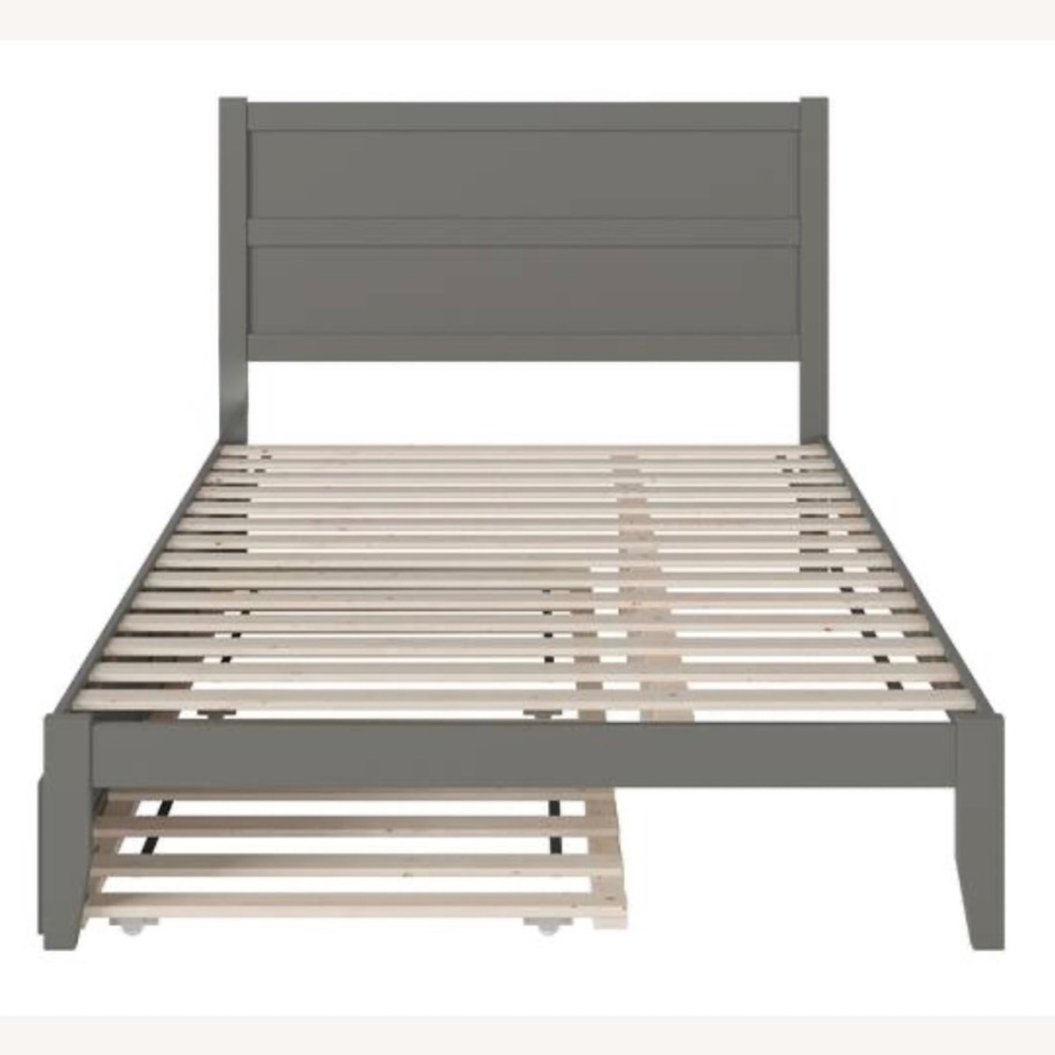 Dark Gray Wood Queen Bed - image-1
