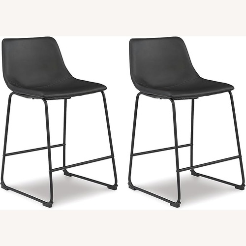 Used Ashley Furniture Centiar Black Faux Leather Stools for sale on AptDeco