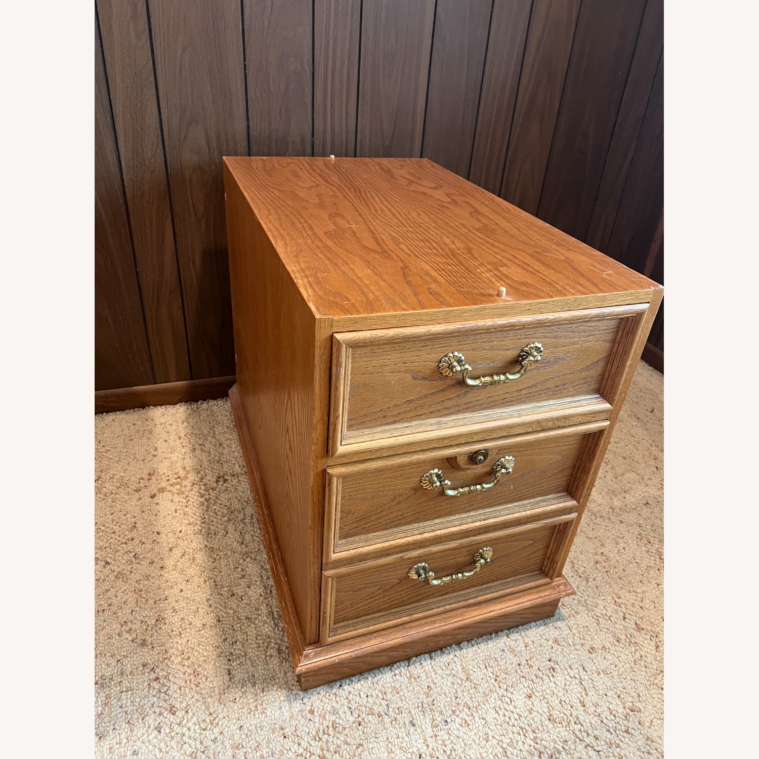 Natural Wood Roll Top Desk with Marble Surface - image-6