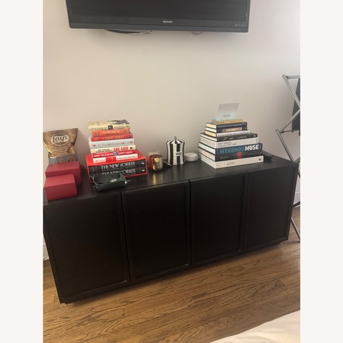 Used Joss & Main Hudson Black Wood Media Storage for sale on AptDeco