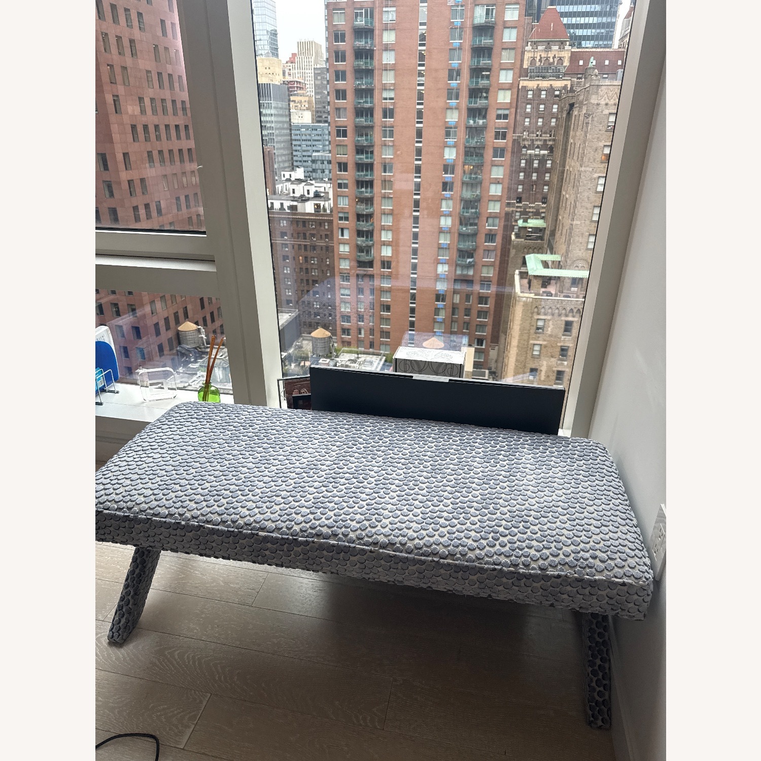 Jonathan Adler Blue Dot Velvet Bench - image-4