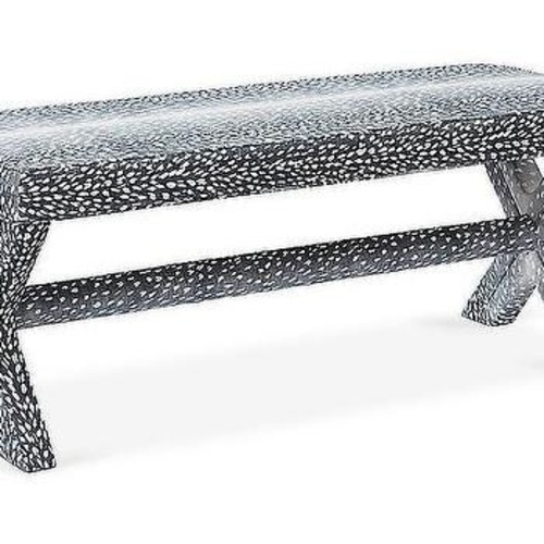 Used Jonathan Adler Blue Dot Velvet Bench for sale on AptDeco