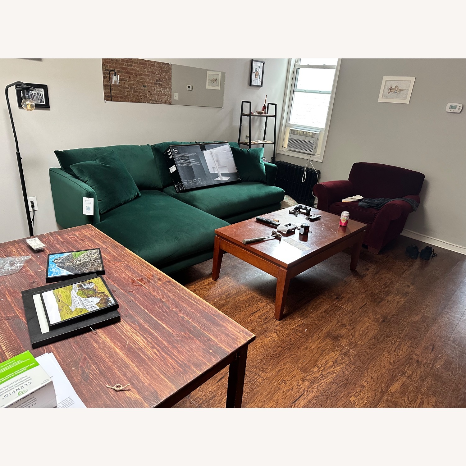 Joybird Lewis Green Velvet Chaise Lounge - image-4