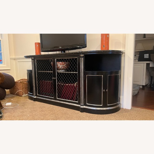 Used Vintage/Antique Black Sideboard With Marble Top for sale on AptDeco