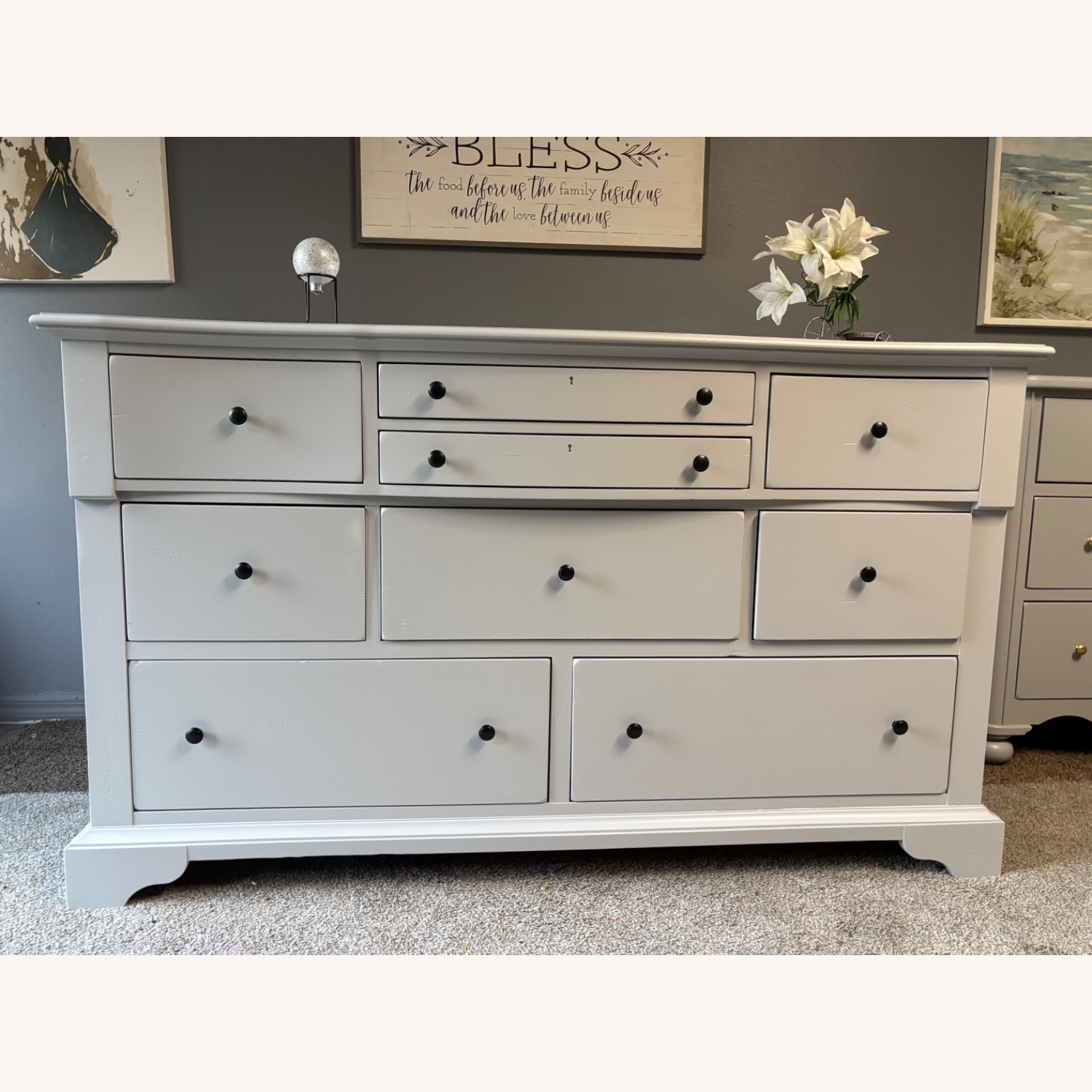 Stanley Furniture Light Gray Wood Dresser - image-2